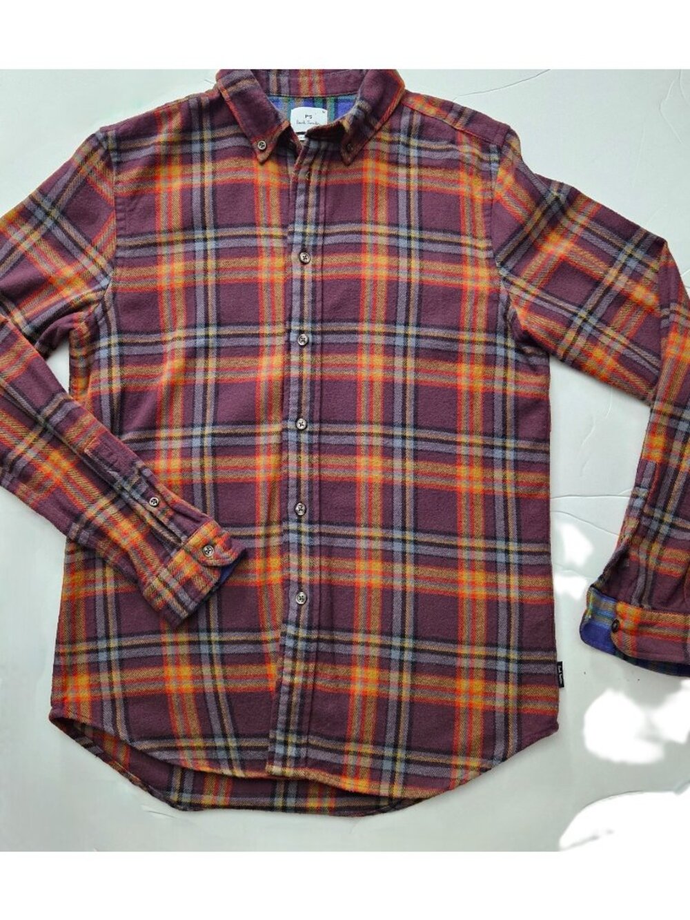 Paul Smith (PS) Men's Brown Gradient Check Flannel Shirt – Size Medium
